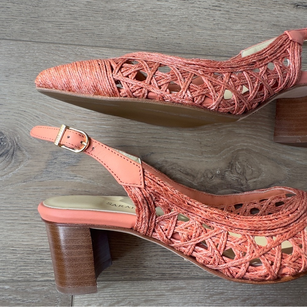 Sarah Flint Coral Woven Slingback Pumps - Picture 3 of 16